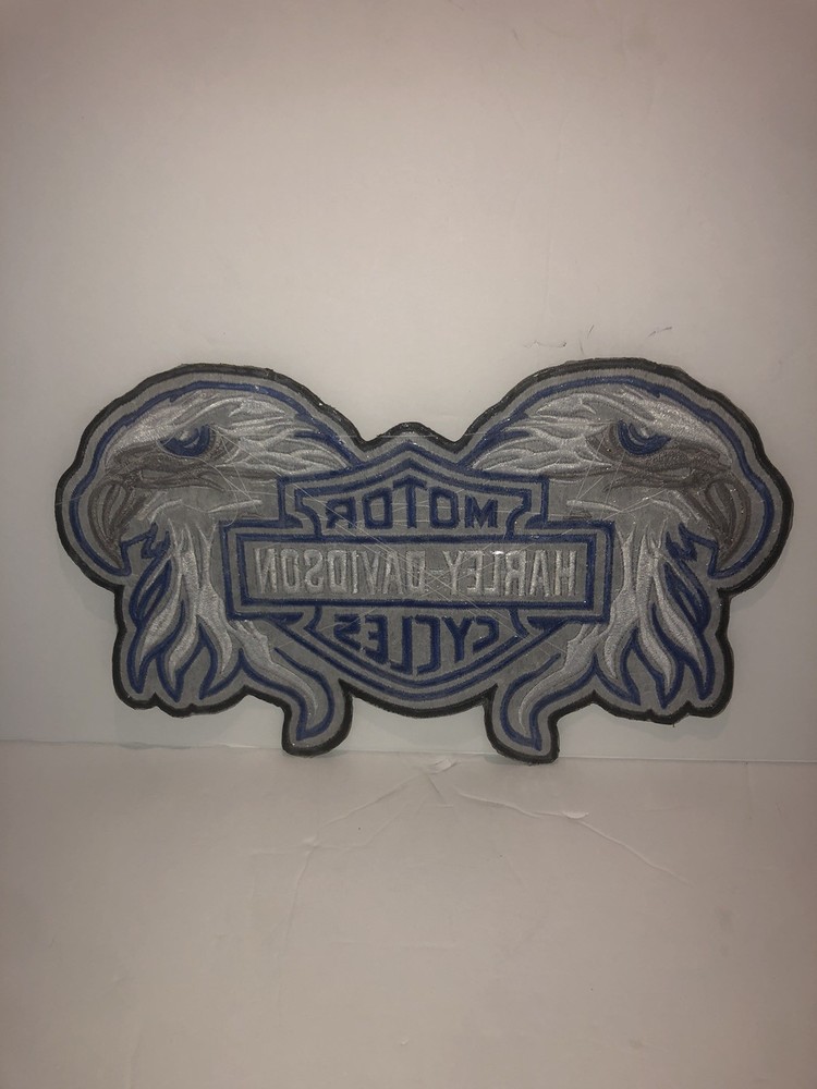 Double Eagle Blue Harley Davidson Embroidery Patch 12" Iron On Or See On