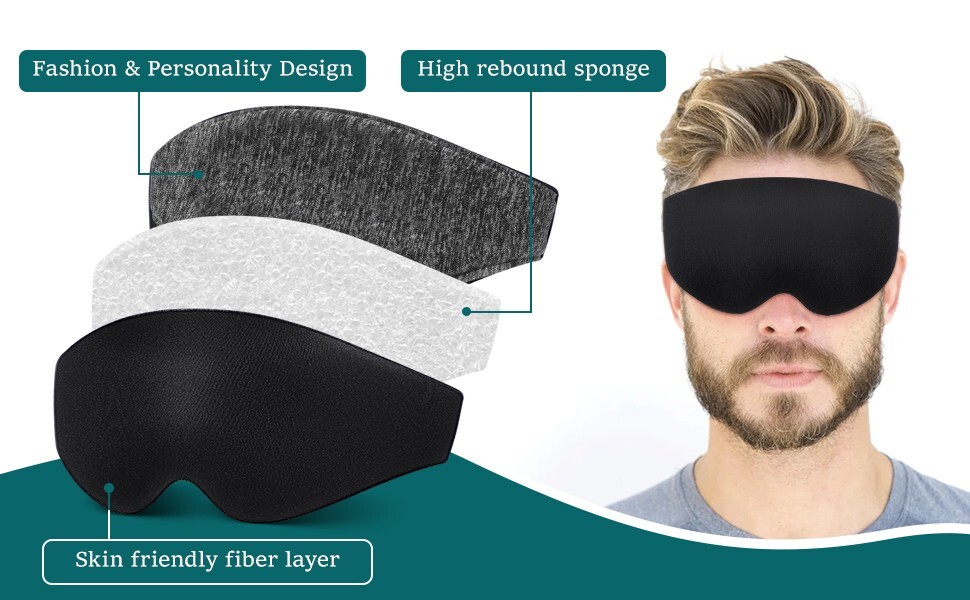 🔥 Sleep Mask Light Soft Eye Mask Sleeping Traveling Flying Adjustable Strap🔥