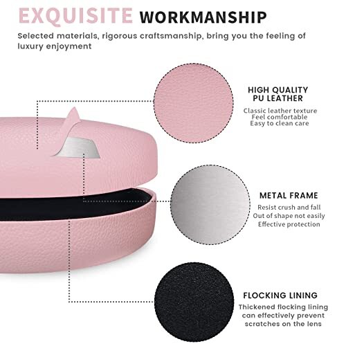 Hard Shell Sunglasses Case,Classic Large Glasses Case for Pink