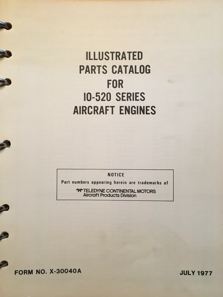 Continental IO-520 Engine Parts Manual