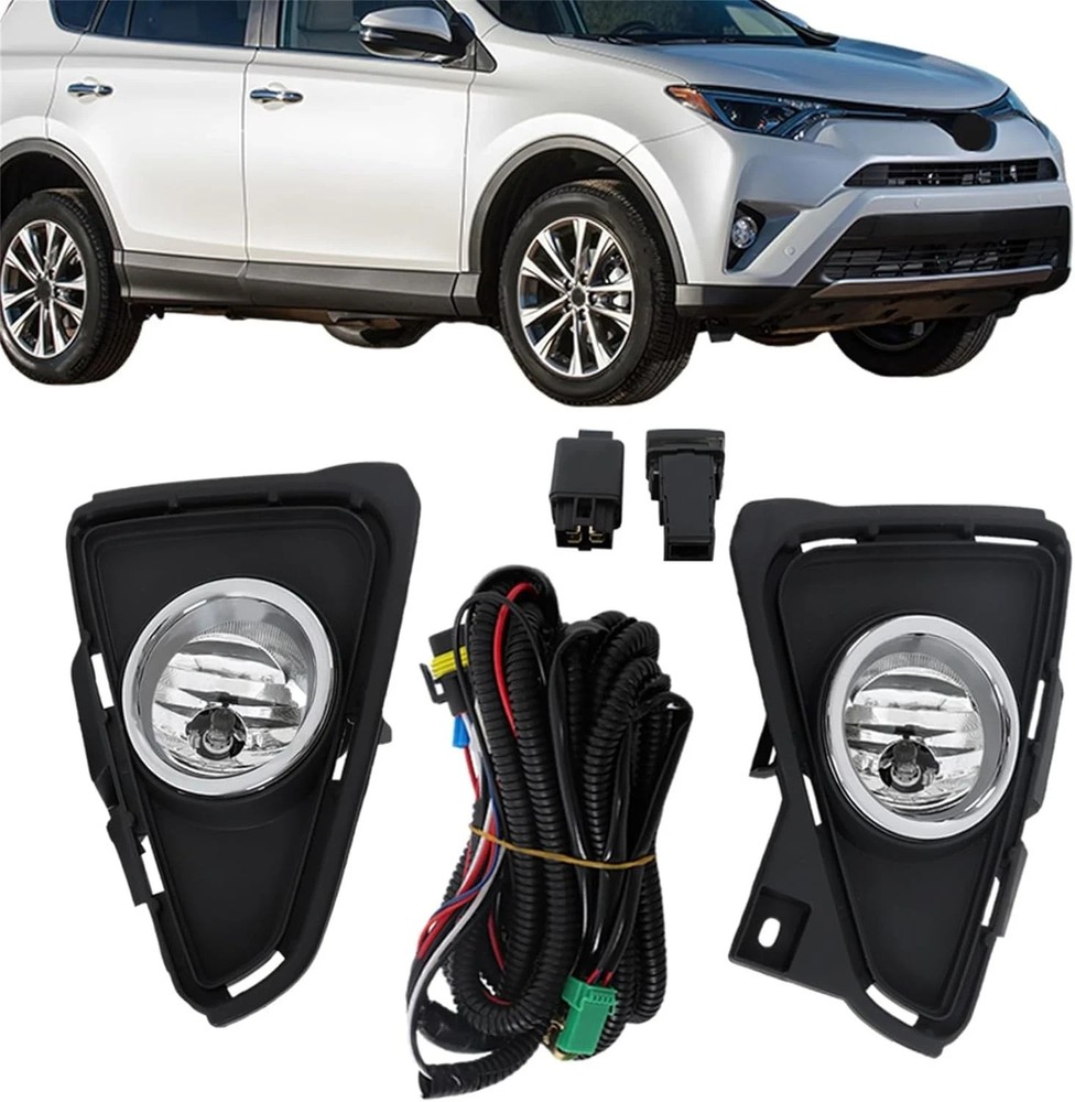2 Pcs Front Fog Lights Assembly Left and Right Side Replacement for RAV 4 2016 2