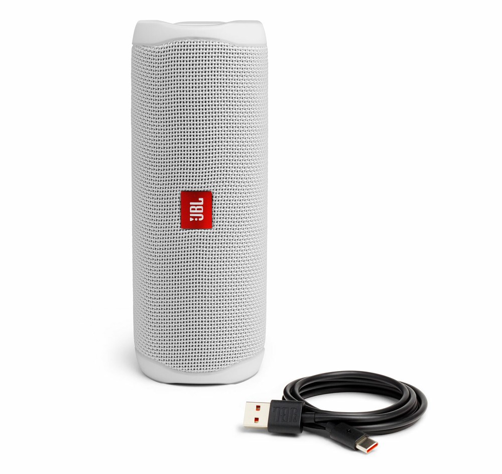JBL Flip 5 White Portable Bluetooth Speaker Pair Bundle