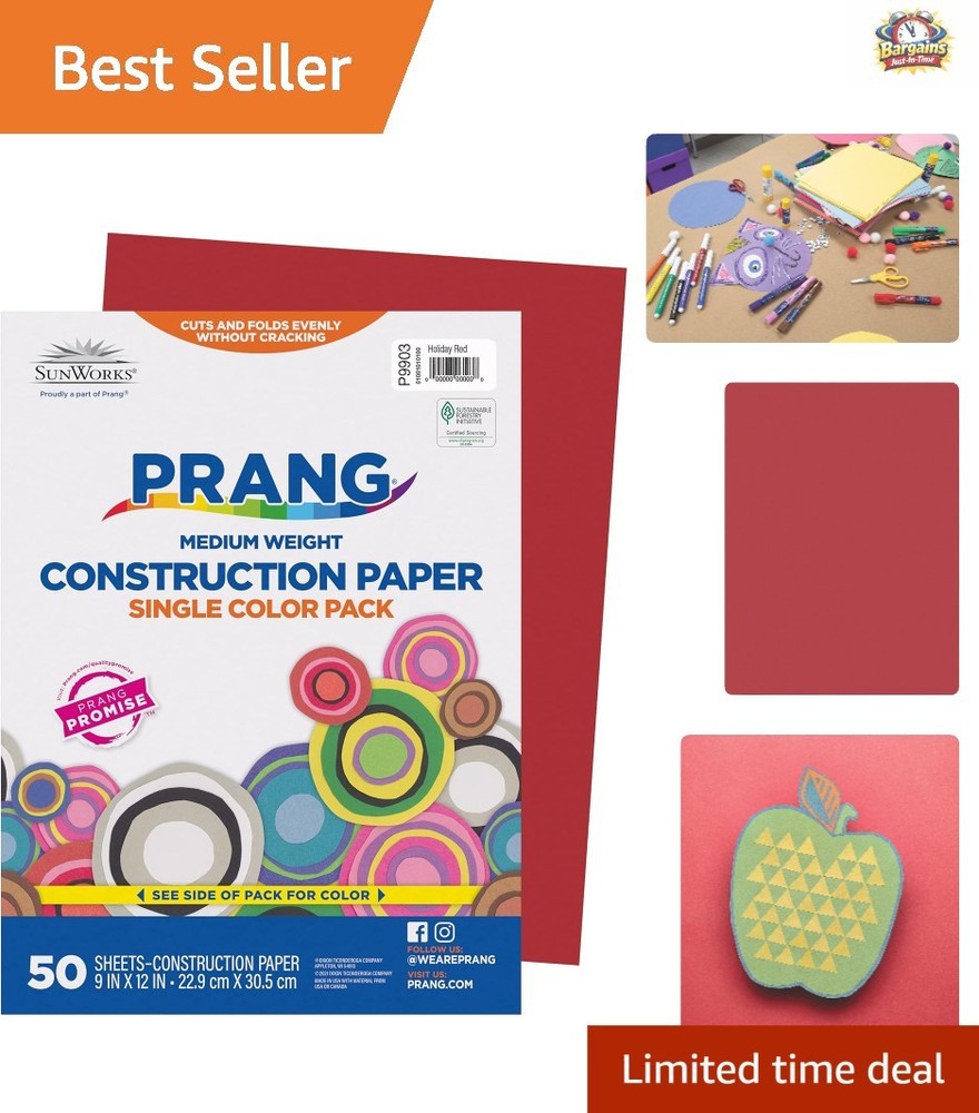Versatile 50 Sheet Holiday Red Construction Paper Pack - Ideal for Classroom Use