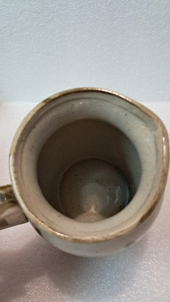 Vintage Handpainted Small Stoneware Pitcher With Handle