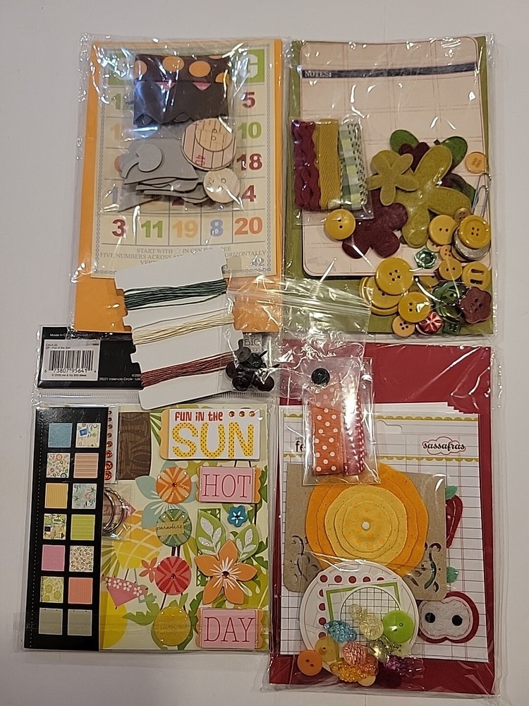 Scarpbooking Lot Chipboards Flowers Beads Paper 4 Pack Huge Lot TA7