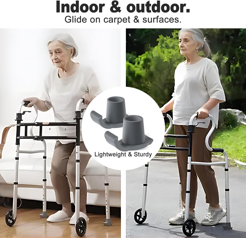 Walker Ski Glides, Universal Fit for Folding Walkers, Easy Install Durable Rubbe