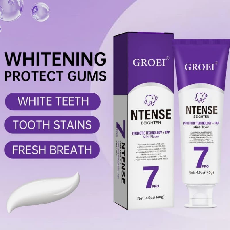 With 7 Probiotics 7-Pro Intensive Toothpaste, 7PRO Intense Whitening Toothpaste