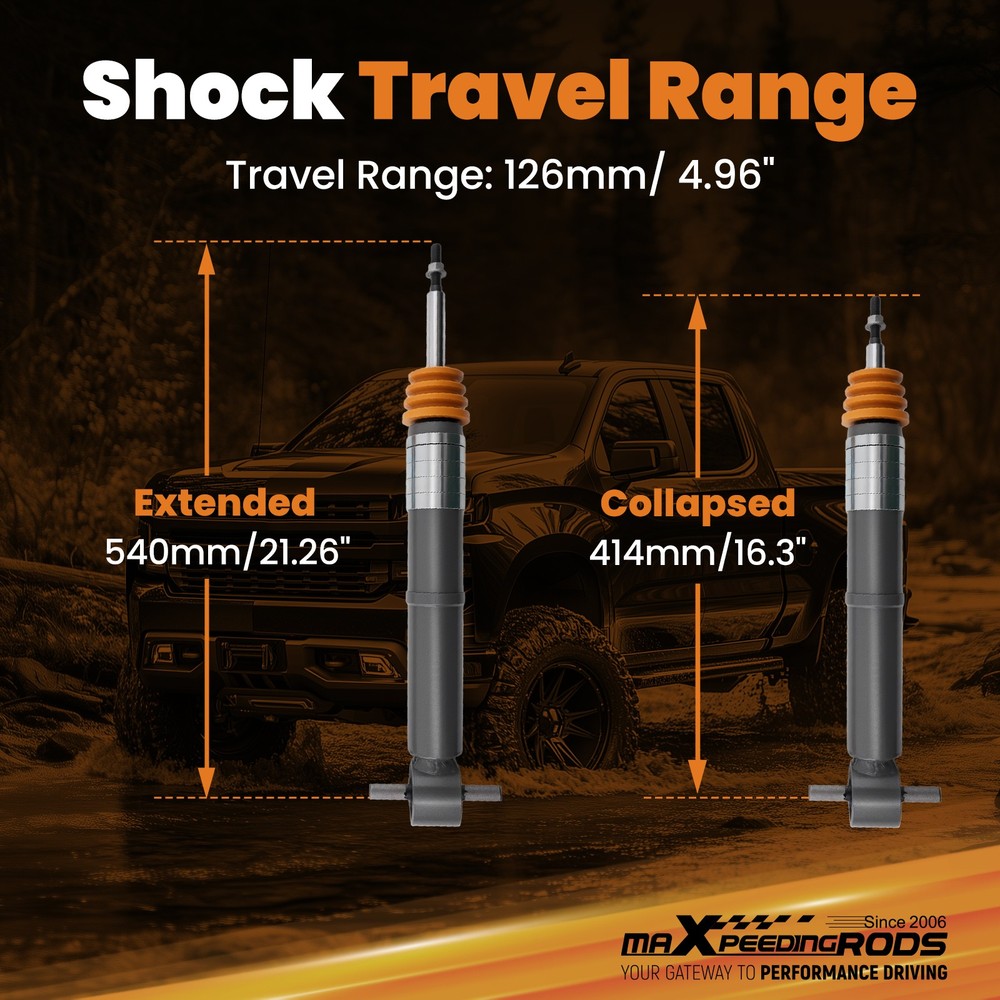 Performance Lowered Front Struts 0-2" Drop for GMC Sierra 1500 2019-2025