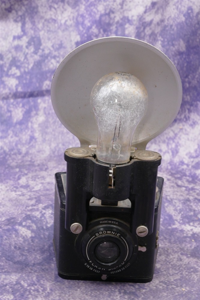 Kodak Brownie Flash Six-20 Box Camera W/ Flash Trapezoid Shaped Metal Box Camera