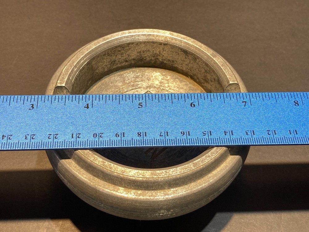 Rare Engraved Boystown Solid Pewter Ashtray, 4", Heavy Desk Model,