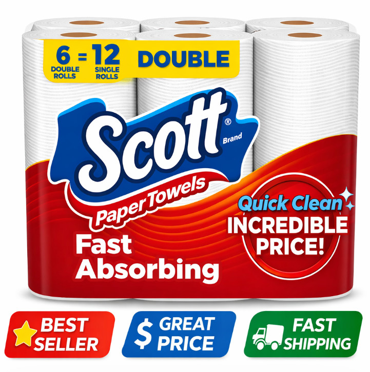 Choose-A-Sheet Paper Towels, 6 Double Rolls Strong & Absorbent