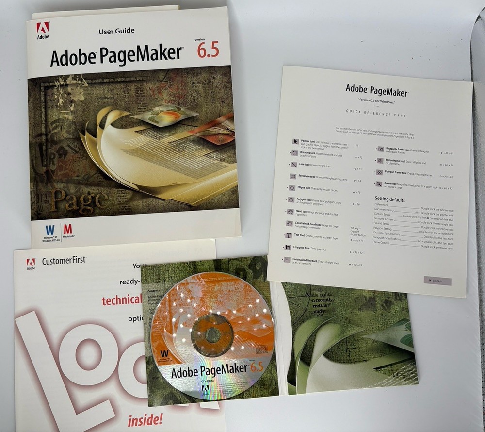Orig Adobe PageMaker 6.5 | WINDOWS 95 | Official User Guide & Verification Code