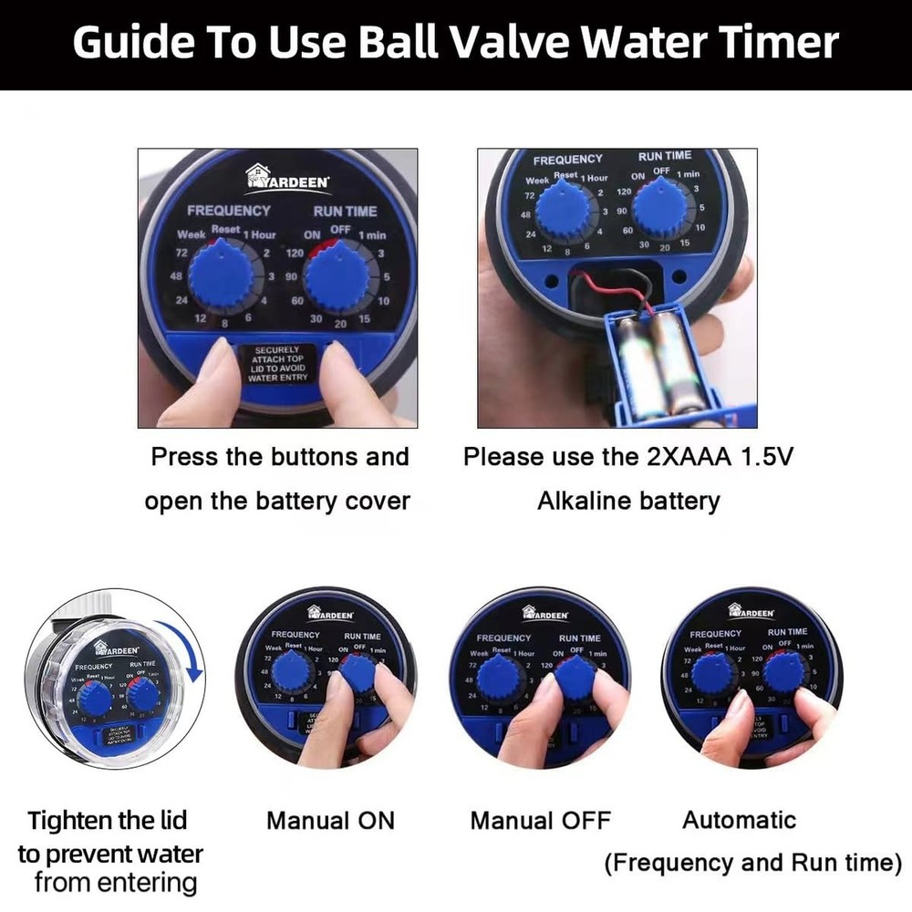 Water Timer Electronic Hose Sprinkler Garden Irrigation Controller Two Dial,N...