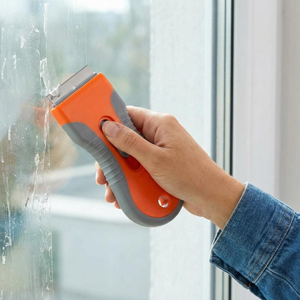Razor Blade Scraper Tool 2 Pack with 20 Extra Blades - Retractable Red,orange