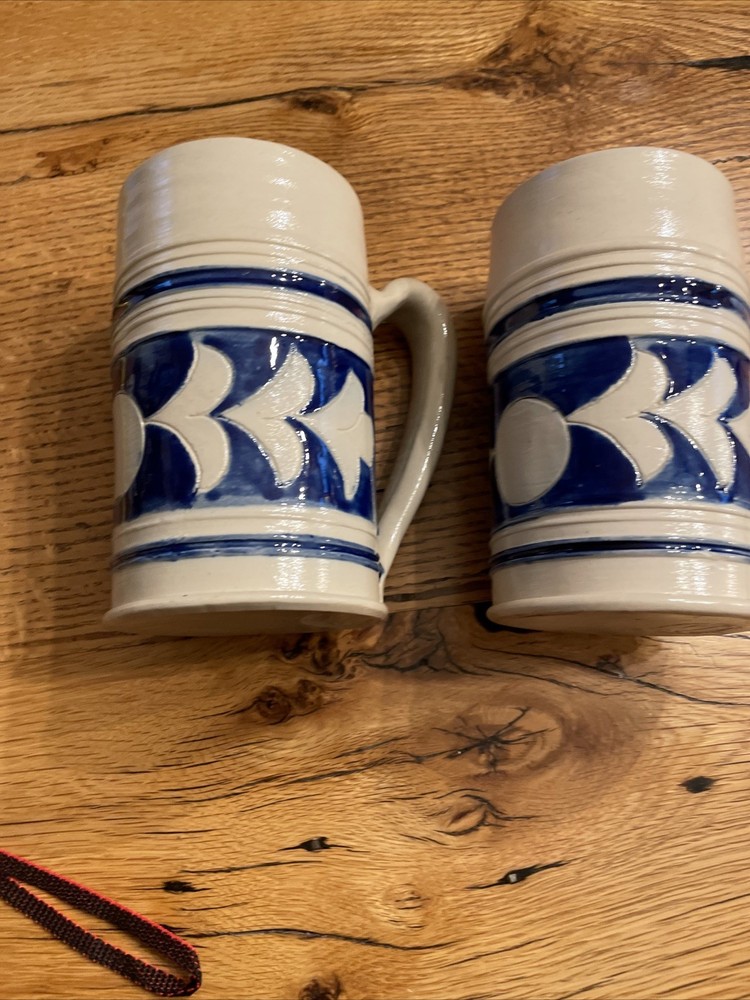 2 Williamsburg Pottery Tankards Primitive Vintage