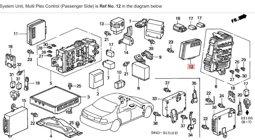98-99 Accord EX Right Multiplex Control System Unit Cabin Network Box DT OEM