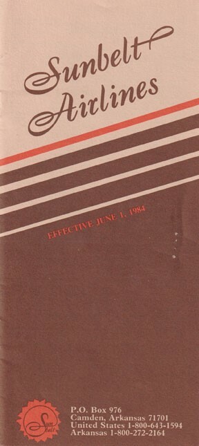 Sunbelt Airlines timetable 1984/06/01