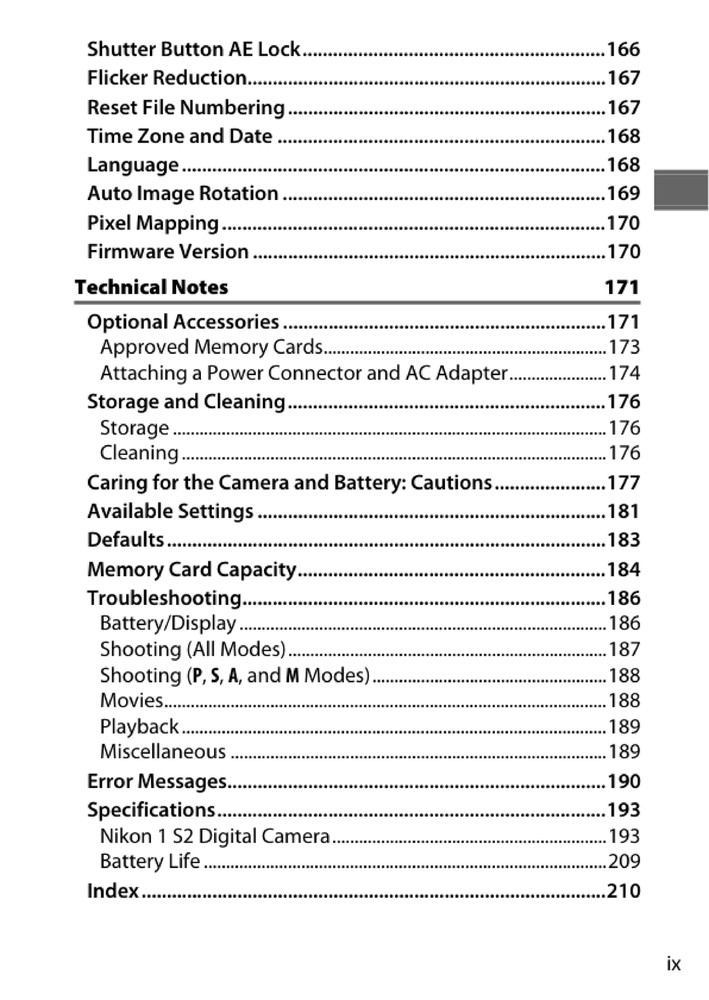 Nikon 1 S2 — User Reference Manual Guide — 1/2 Size, 5.5" x 8.5" Small Compact