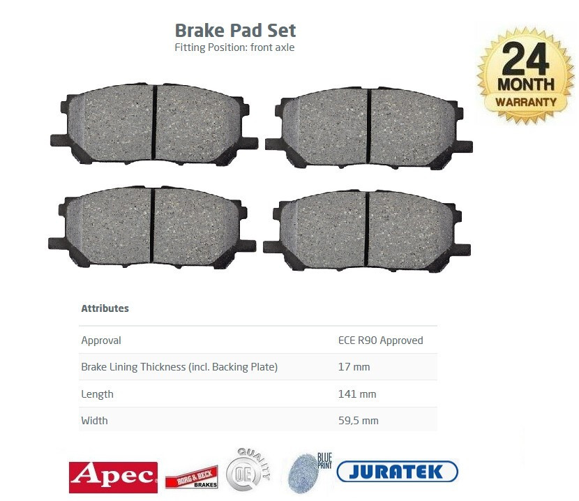 FRONT AXLE BRAKE PADS for LEXUS RX 330 2003-2006
