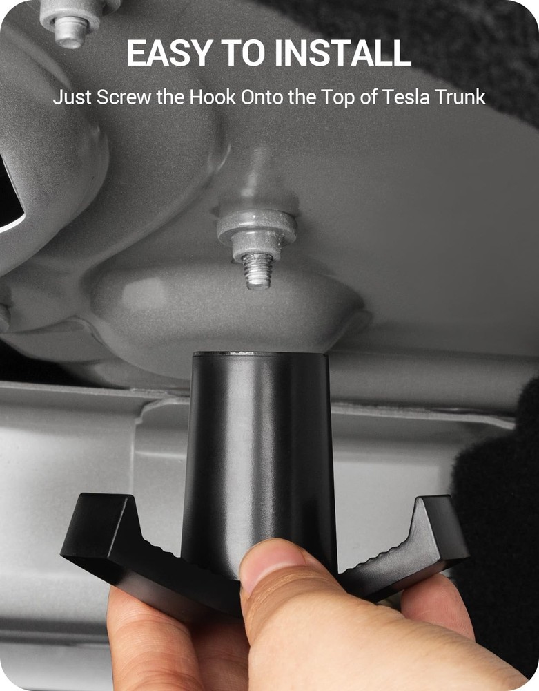 BASENOR 2026 Tesla Model 3 Trunk Grocery Bag Hook Black