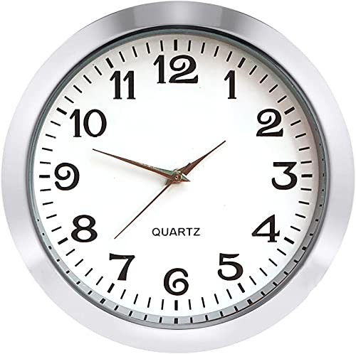 HILLHOME Mini Clock Insert 2-1/8 Inch (55 mm) Round Quartz 55mm Silver