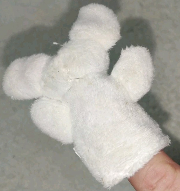 3" White Mouse Pink Ears Finger Puppet Plush Hand Puppet