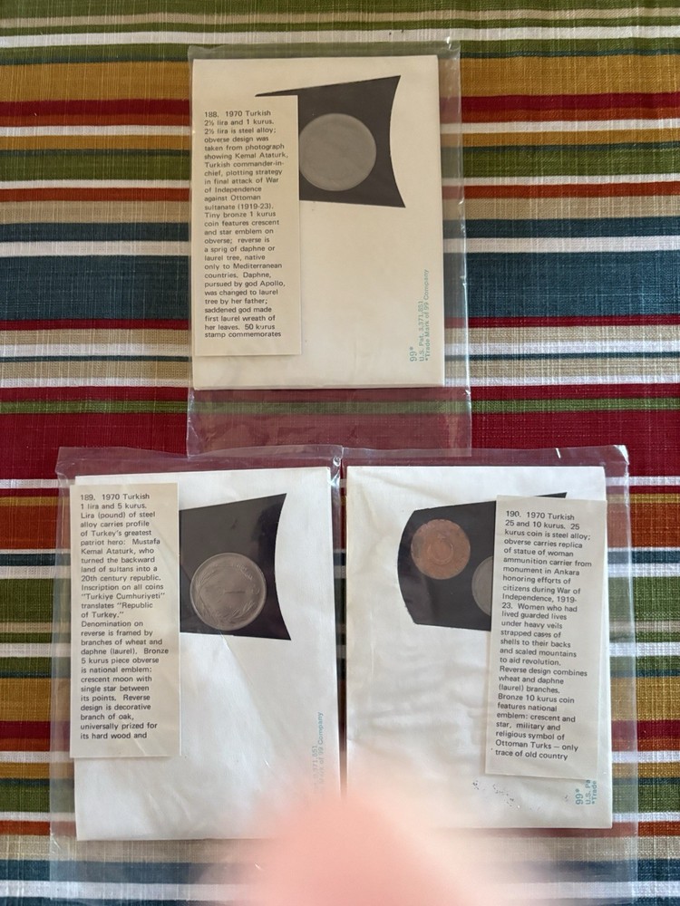 Three Turkish COIN SETS 1970 First Day Covers