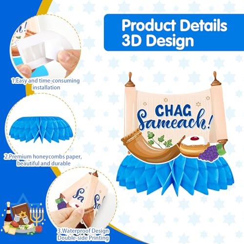 8 Pcs Passover Table Decorations, 3D Double Sided Passover Honeycomb