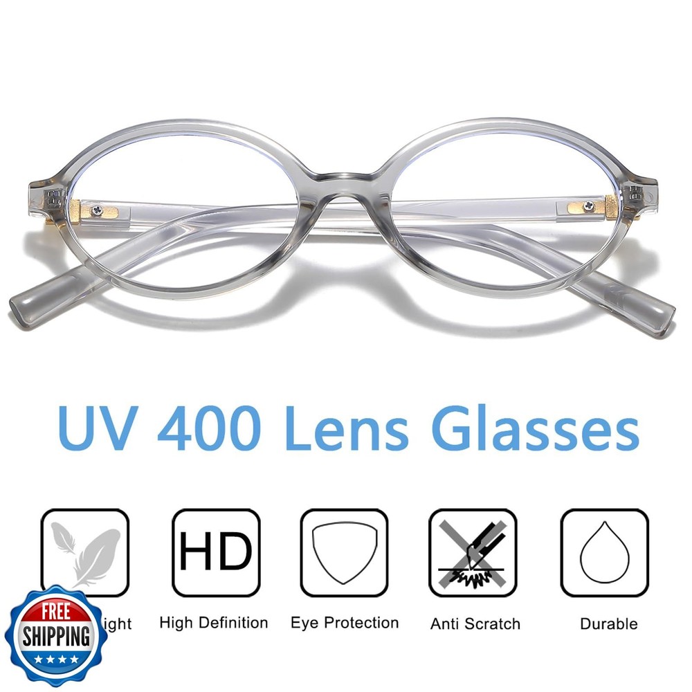 aisswzber Oval Blue Light Blocking Glasses Retro Round Frame Comp