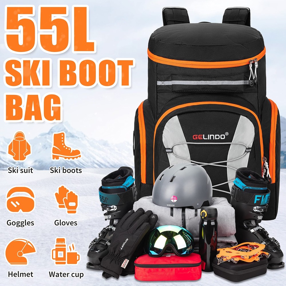 Gelindo 55L Ski Boot Bag Backpack: Large Ski Snow Backpack Multi Compartments...