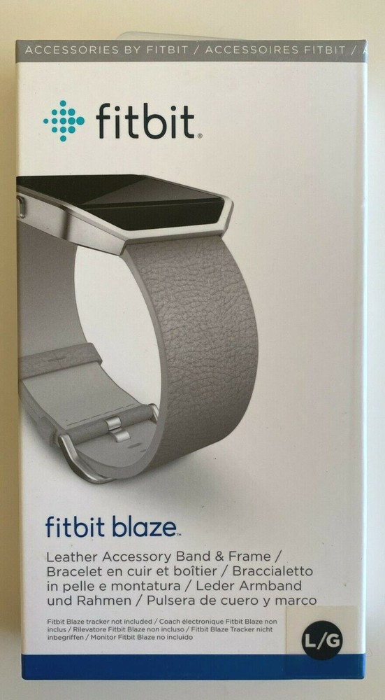 New Fitbit Blaze Accessory Band, Leather, Large - Mist Grey