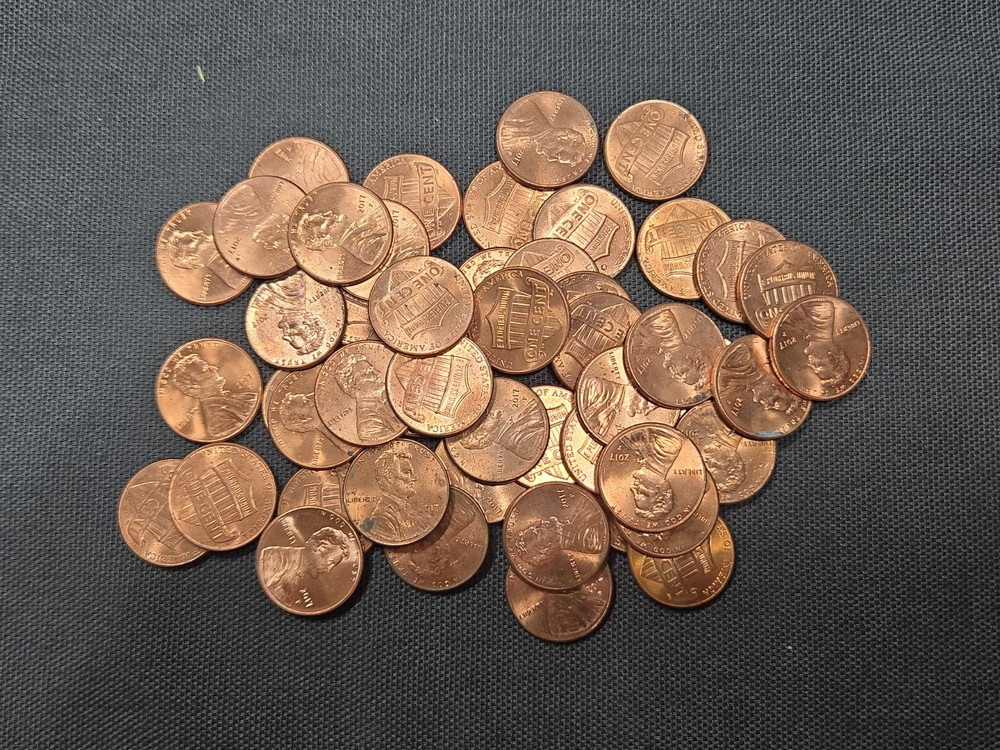 2017 P Lincoln Shield Cent Roll 50 circulated coins