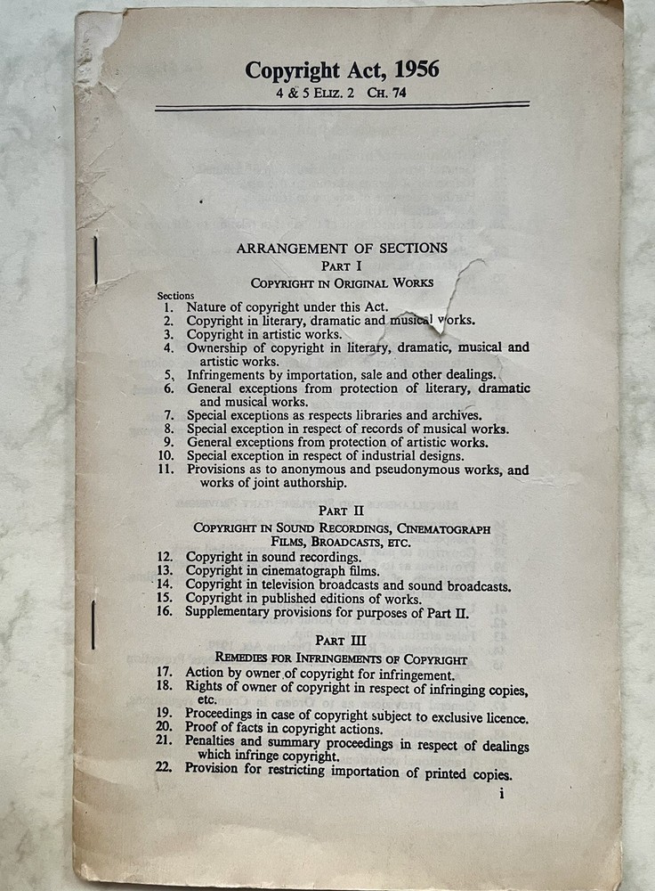 Copyright Act, 1956 4&5 Eliz. 2 Ch. 74