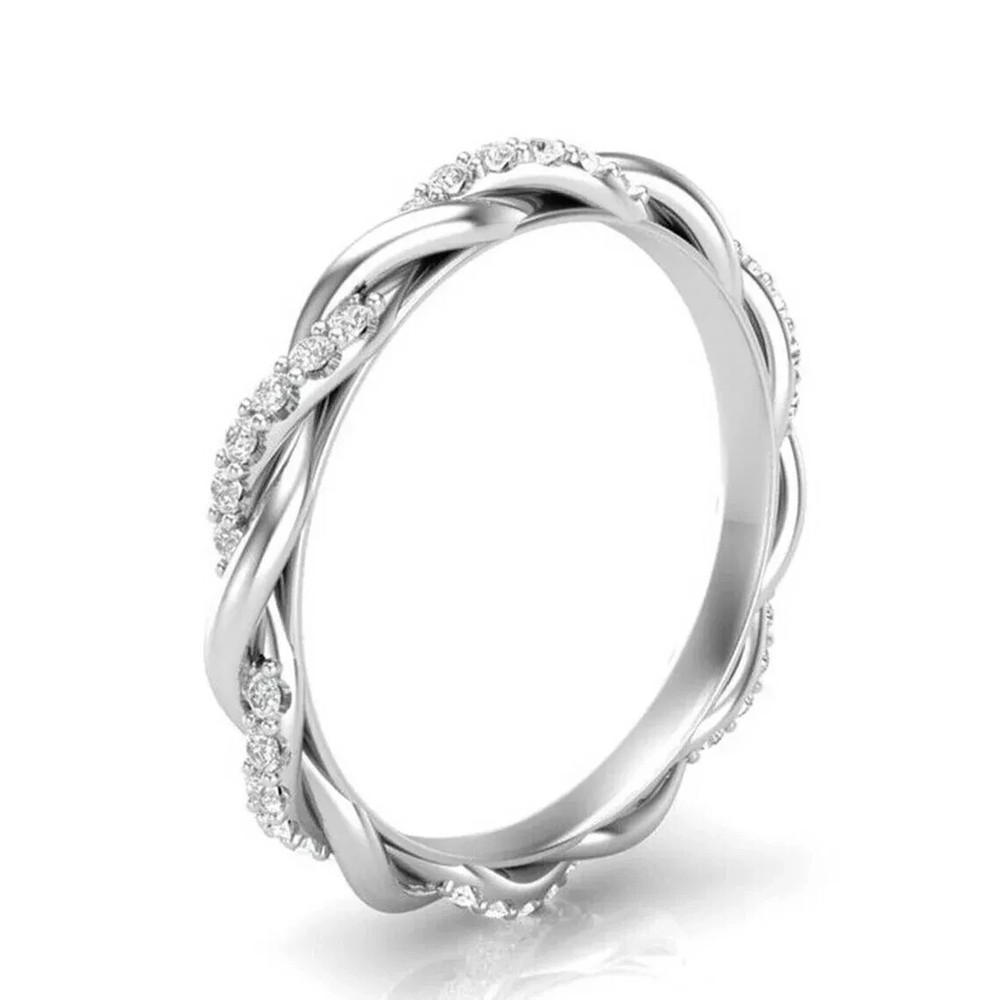 2Ct Round Lab Created 925 Silver Wedding Intertwined Full Eternity Band
