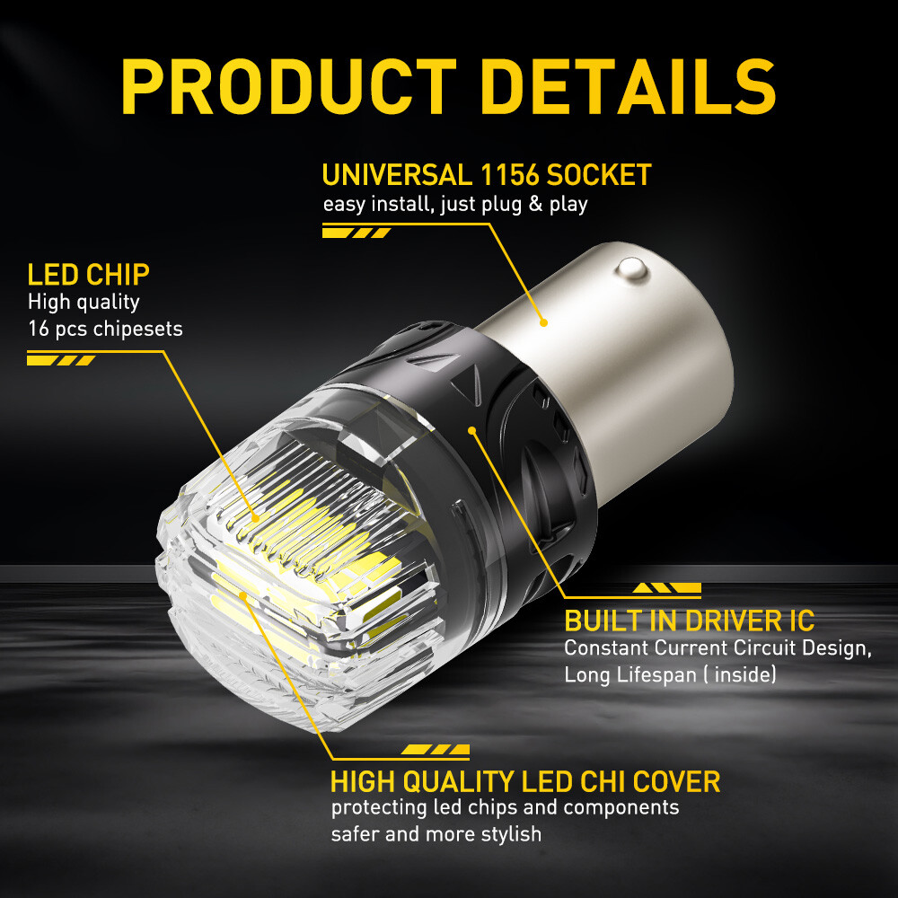 AUXITO 1156 LED Reverse Backup Light Bulbs Super Bright White 6500K 4000LM BA15s