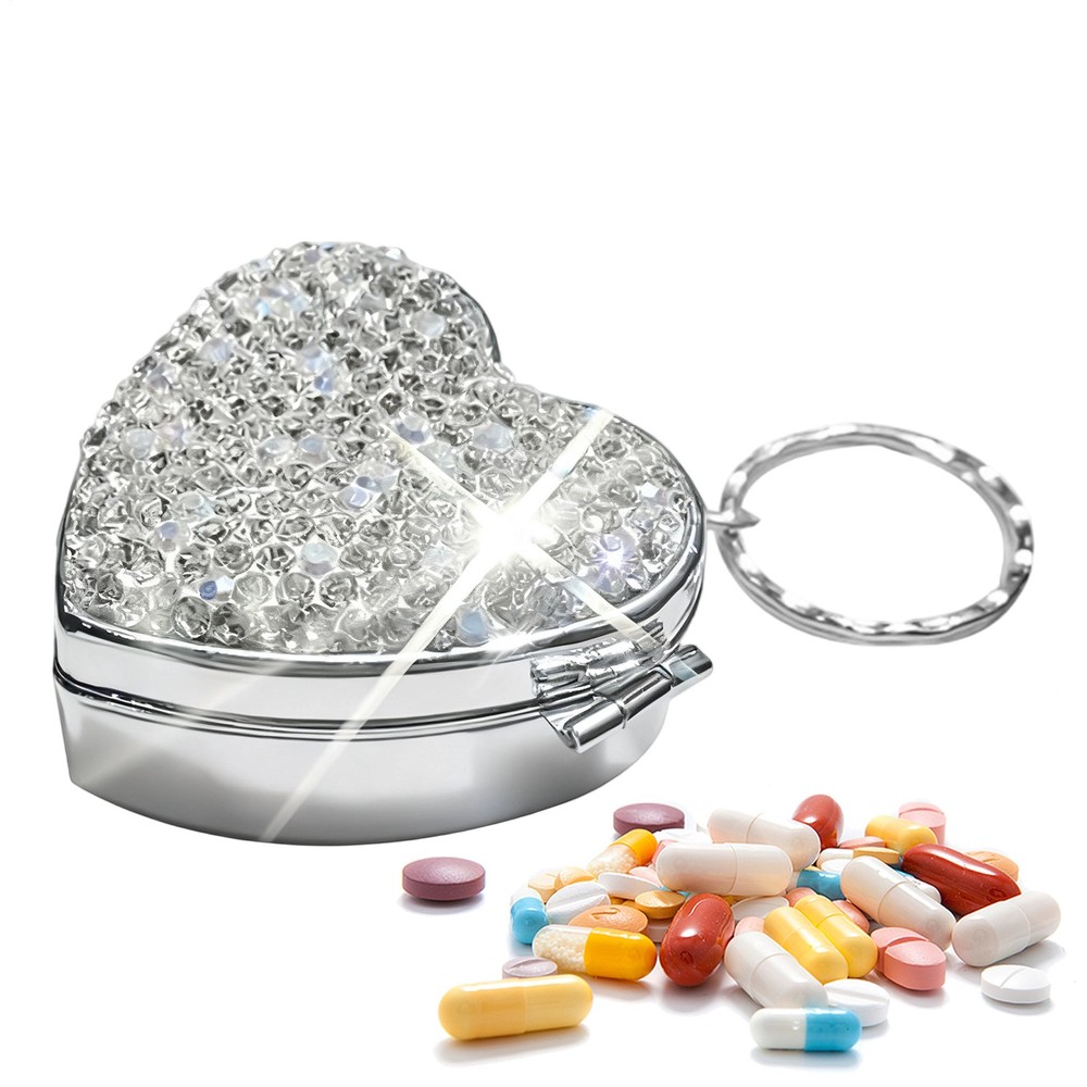 Small Heart Shaped Pill Organizer Portable Medication Container Mini diplomatic