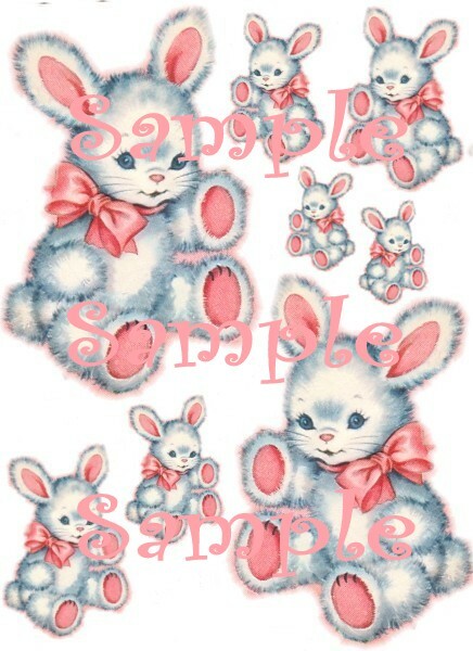 Adorable Vintage Bunny Waterslide Decals