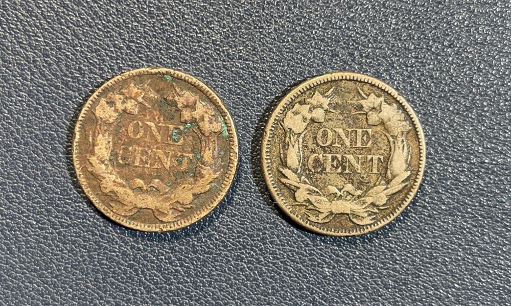 FLYING EAGLE penny 1857 Two (2)