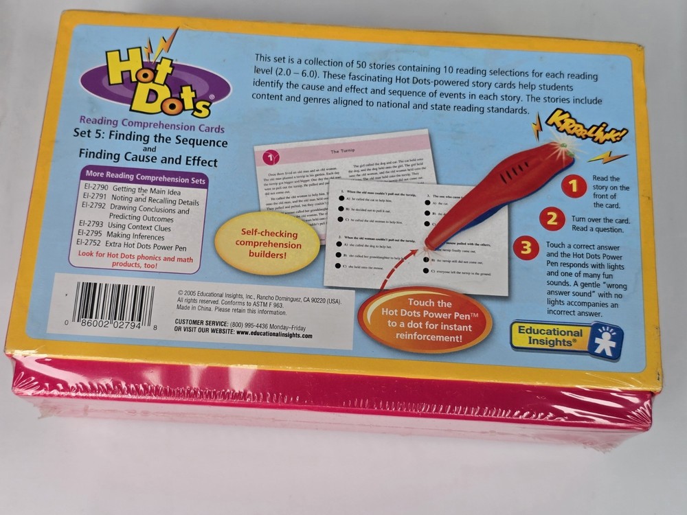 Hot Dots Reading Comprehension Cards Set 5 Finding The Sequence & Cause Effect
