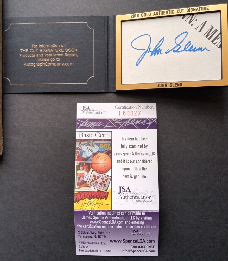 John Glenn - JSA Authenticated Cut Autograph Display