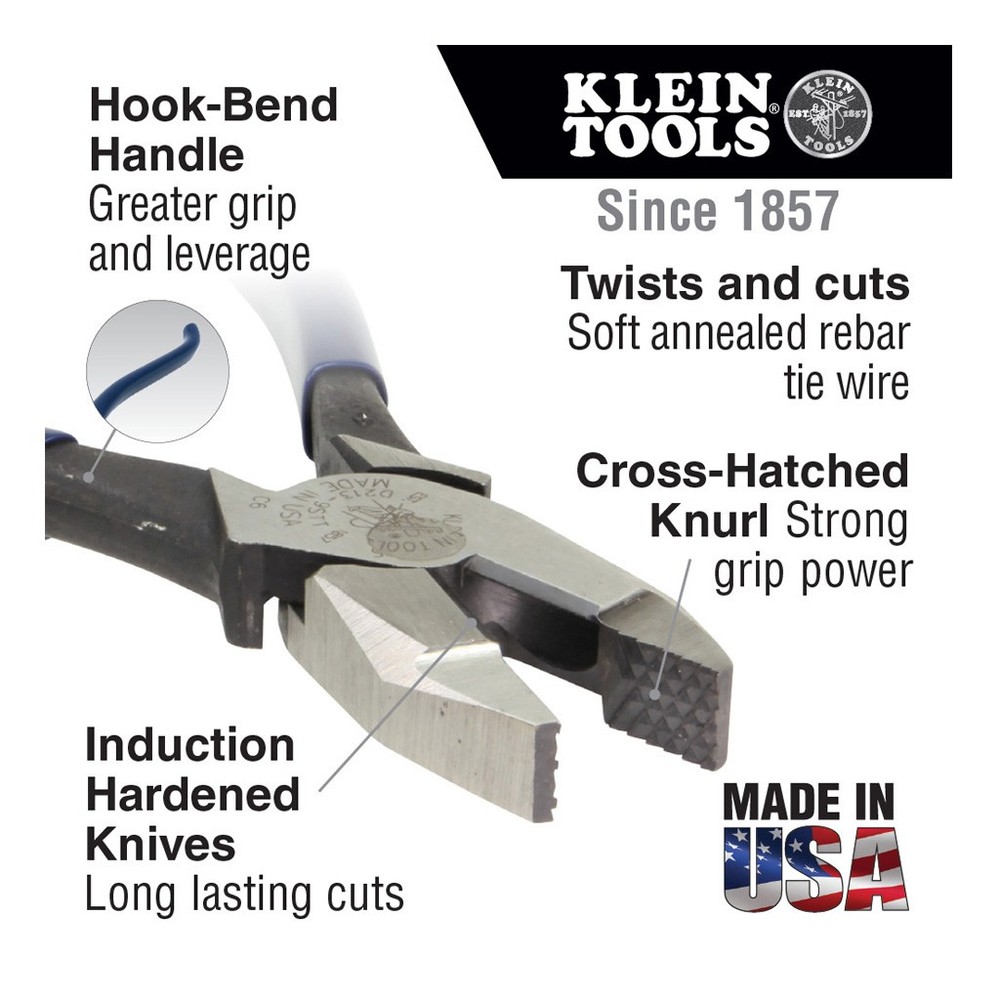 Klein Tools Ironworkers Pliers Heavy Duty Cutting 238mm