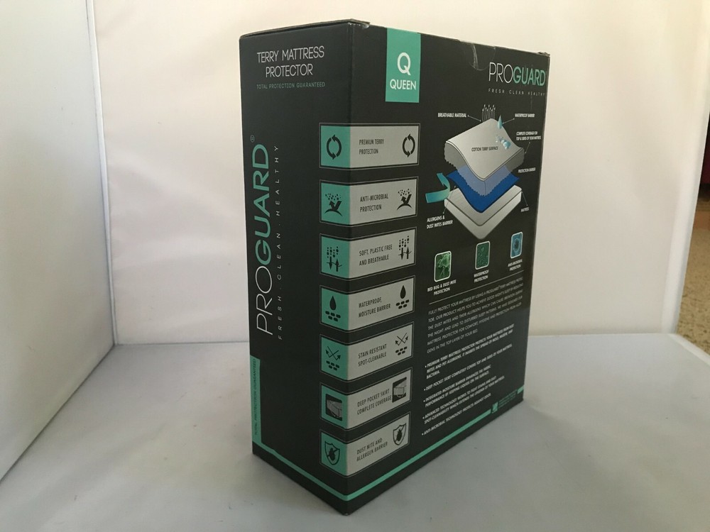 Proguard Waterproof Queen Terry Mattress Protector Deep Pocket Skirt