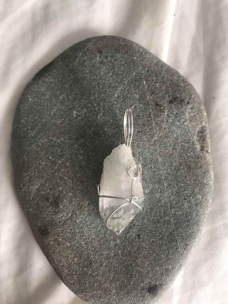 Deva Quartz Green Phantom Sterling Silver Wrapped Pendant