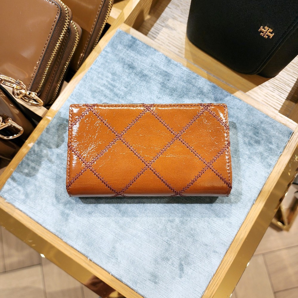 Latest Authentic Tory Burch Willa Shine Java Leather Medium Wallet 169924 $270