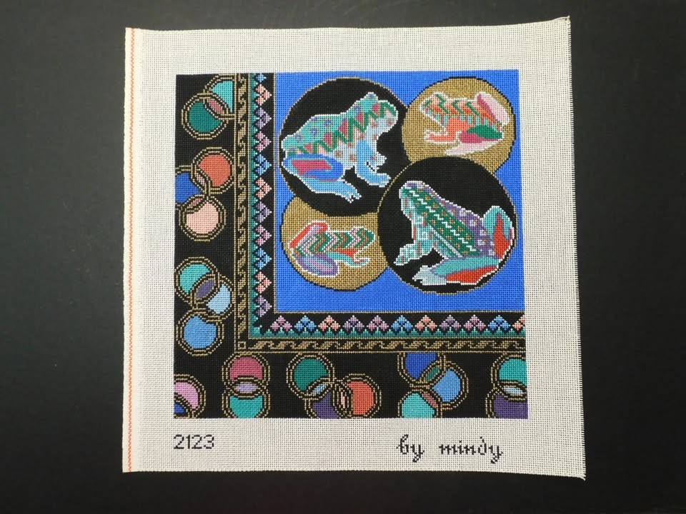 "Frogs" by Mindy (CP2715) Stitch Painted Needlepoint