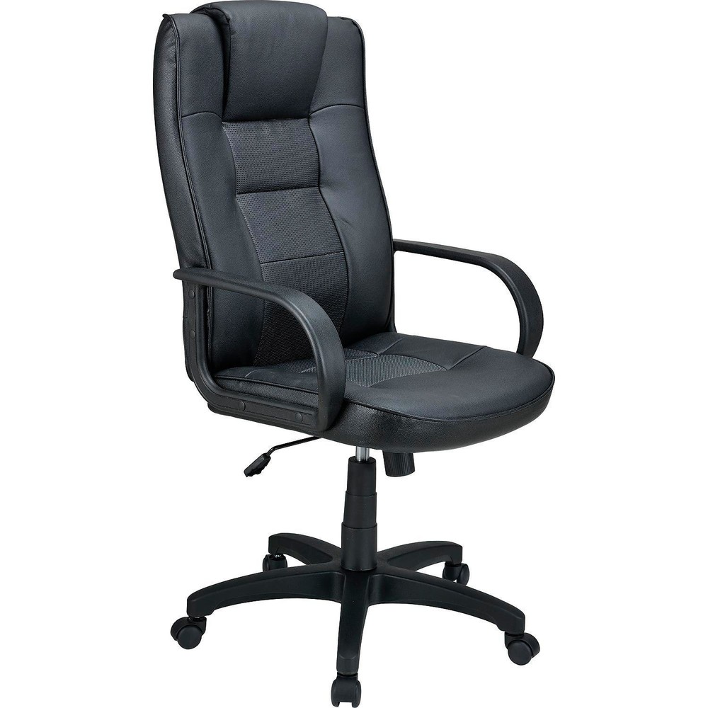 High Back Executive Chair Breathable Leather Black