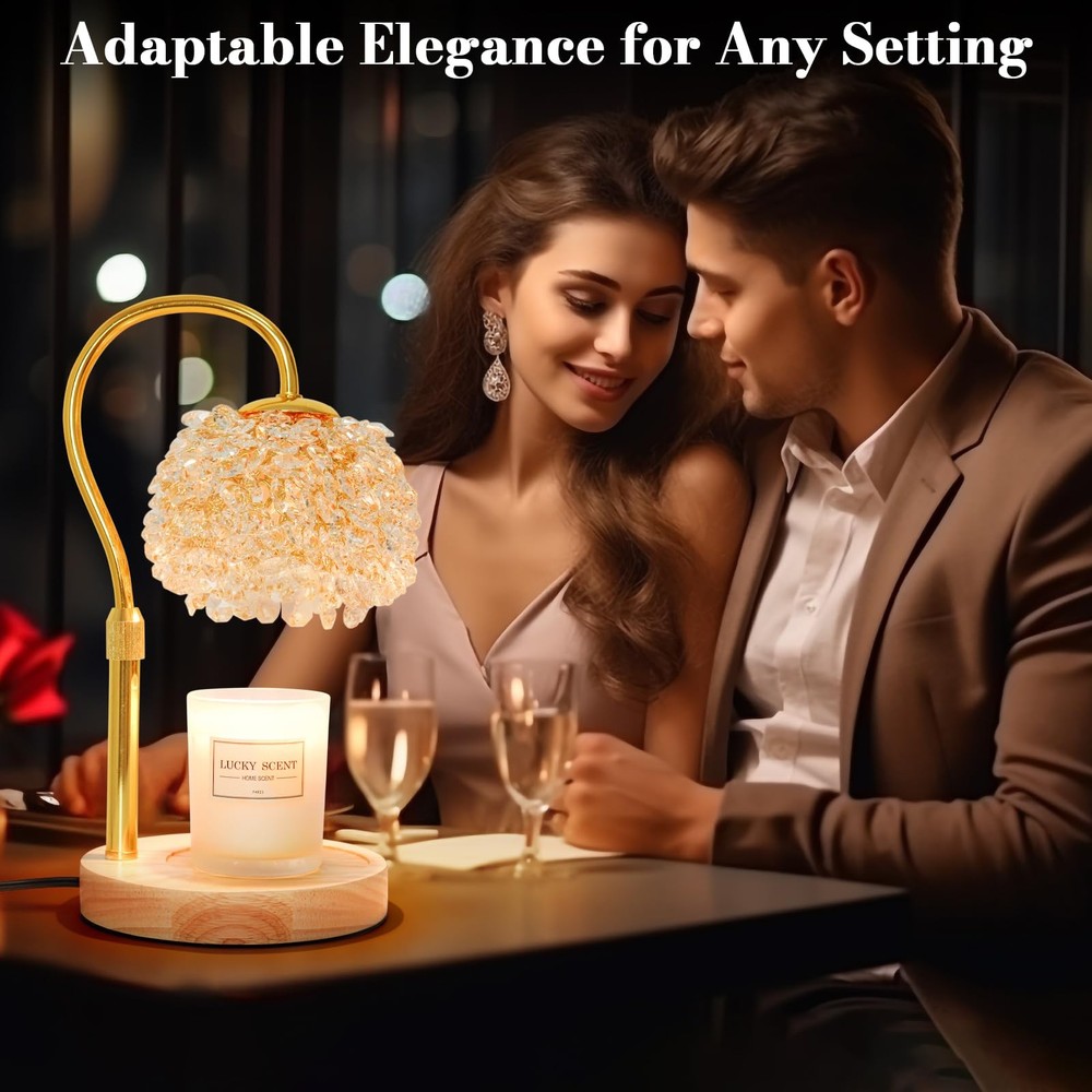 Hisummer Candle Warmer Lamp with Timer, Dimmable Large, Gold