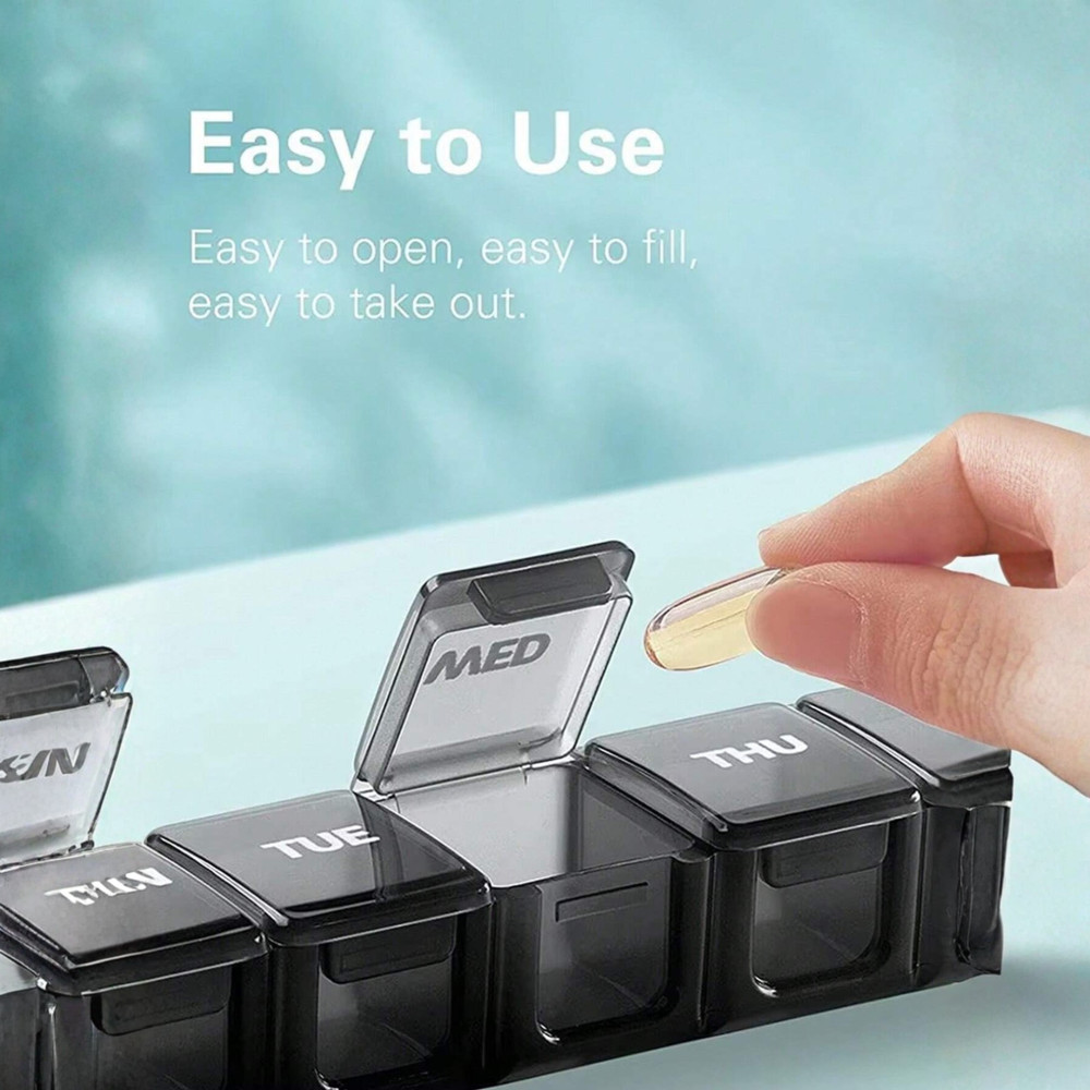 XL Weekly Pill Organizer 7 Day Large Pill Box Extra Large Medication Holder