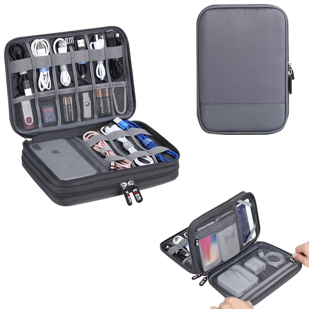 Electronic Cable Organizer Bag - Portable Travel Double Layers Electronic Dig...