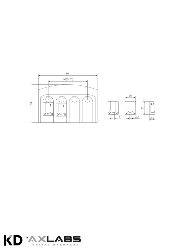 KD By AxLabs Gravity Saddle Bass Bridge, 4-String - Gold